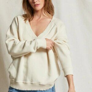 perfectwhitetee Dakota cotton fleece v neck sweatshirt sz. small